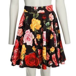 Dolce & Gabbana Black Skirt with Vibrant Floral Design
